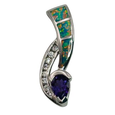Sterling Amethyst Opal Pendant