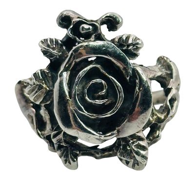 Sterling Rose Ring Sz 8