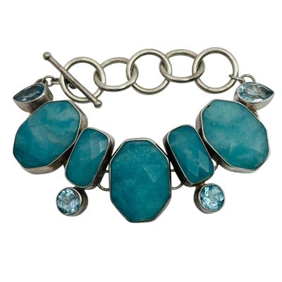 Signed Sterling Blue Chalcedony Topaz Bracelet