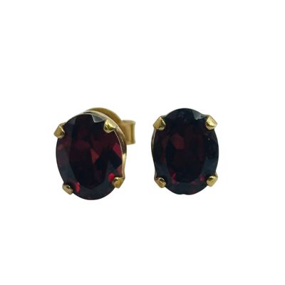 Sterling Garnet Oval Earrings