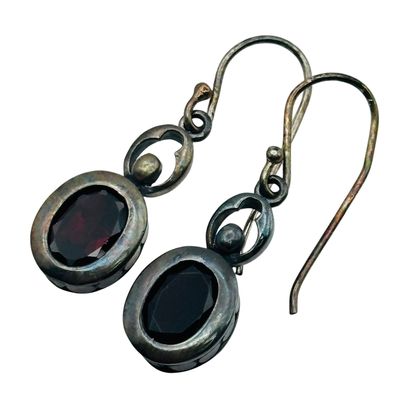 Sterling Garnet Dangle Earrings