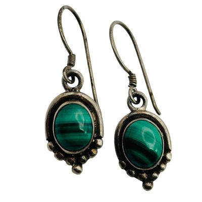 Sterling Malachite Dangle Earrings