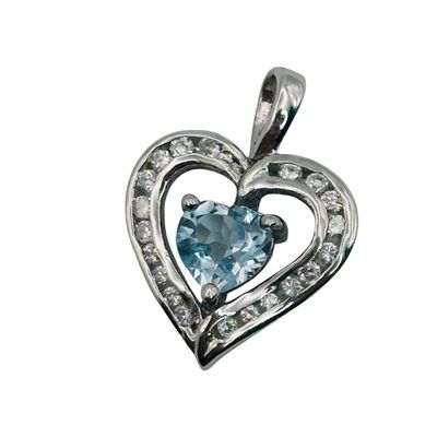 Sterling Topaz Heart Pendant