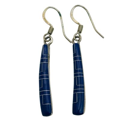 Southwest Sterling Lapis Lazuli Dangle Earrings