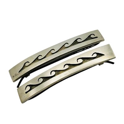 Signed Vintage Sterling Overlay 2 Barrettes