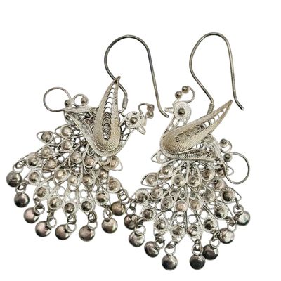 Sterling Filigree Peacock Earrings
