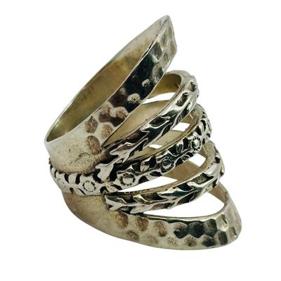 Sterling Hammered Stamped Ring Sz 7