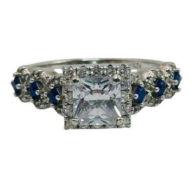 Sterling Rhinestone Ring Sz 10.5