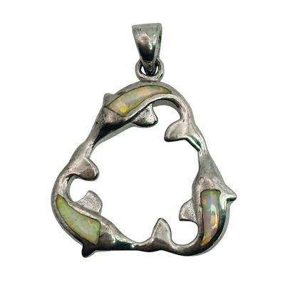 Sterling Opal Dolphin Pendant