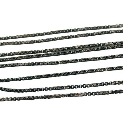 Signed Italy Sterling Box Chain Long Necklace