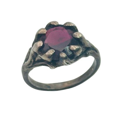 Sterling Garnet Ring Sz 6