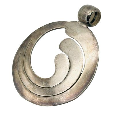 Sterling Round Wave Pendant
