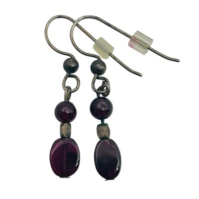 Sterling Garnet Dangle Earrings
