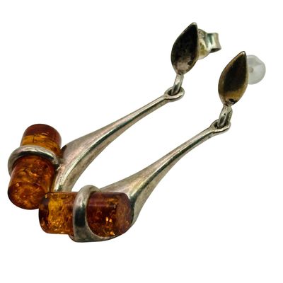 Sterling Amber Earrings