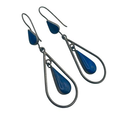 Southwest Sterling Lapis Lazuli Teardrop Earrings