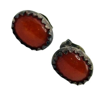 Southwest Sterling Coral Earrings