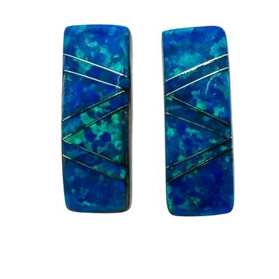 Southwest Sterling Inlay Opal Earrings