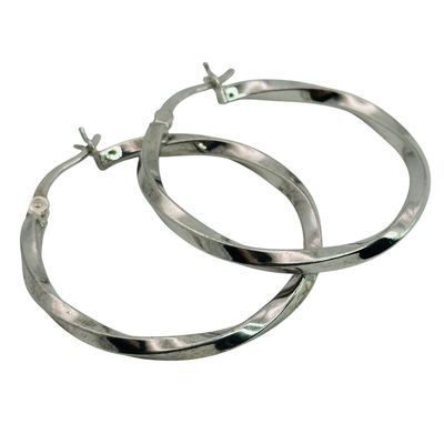 Signed Sterling Twisted Hoop Earrings