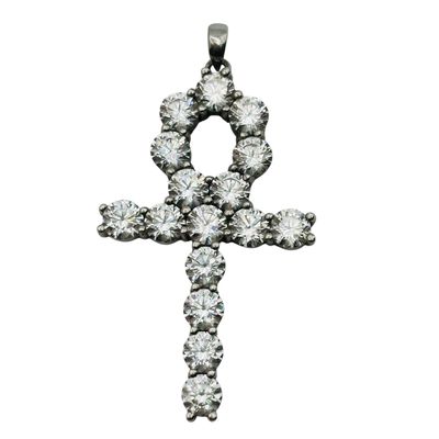 Sterling Rhinestone Ankh Pendant