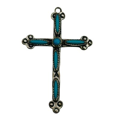 Bell Trading Post Sterling Turquoise Cross Pendant