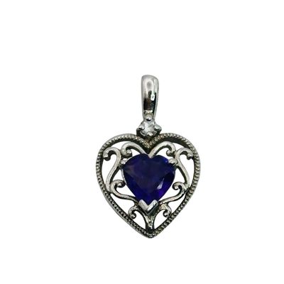 Sterling Amethyst Cubic Zirconia Heart Pendant