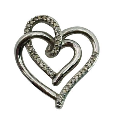 Signed Sterling Diamond Accent Heart Pendant