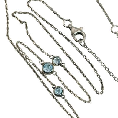 Sterling Topaz Cable Chain Necklace