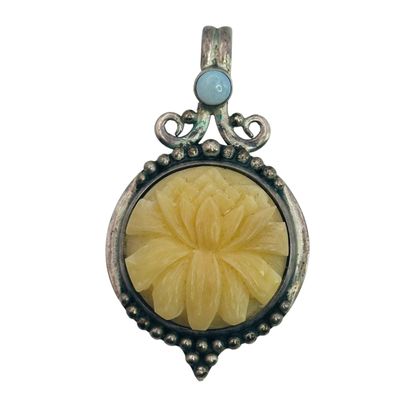 Sterling Carved Flower Pendant