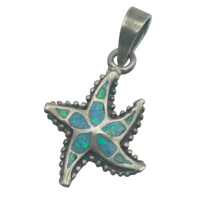 Mexico 950 Silver Opal Starfish Pendant
