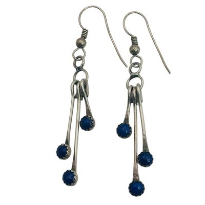 Signed Native Sterling Lapis Lazuli Earrings