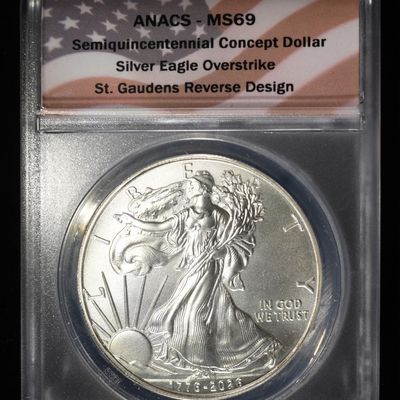 "1776-2026" CONCEPT DOLLAR 1 OZ .999 ANACS MS69