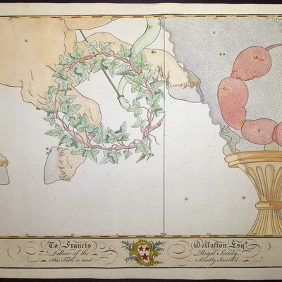 Bevis, Rare - Constellation or Star Chart of Ara (Altar) and Corona Borealis (Crown)