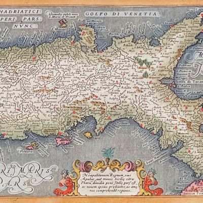 Magini's Ptolemy, pub. 1620 - Map of Southern Italy and Naples