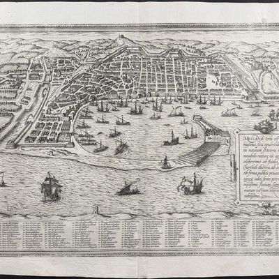 Braun & Hogenberg, pub. 1575 - View of Messina, Sicily, Italy (Messana)