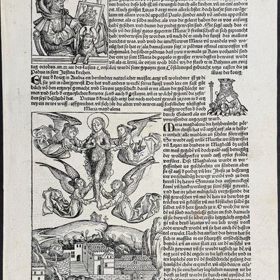 Schedel, pub. 1493 - Assumption of Mary Magdalene, Saint Luke the Evangelist / Verso: Religious & Historic Figures