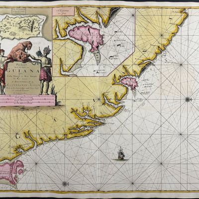 Van Keulen, Rare - Map of the Coast of French Guyana