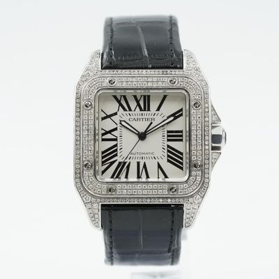 Cartier Santos 100 XL 2656 White Dial, Diamond