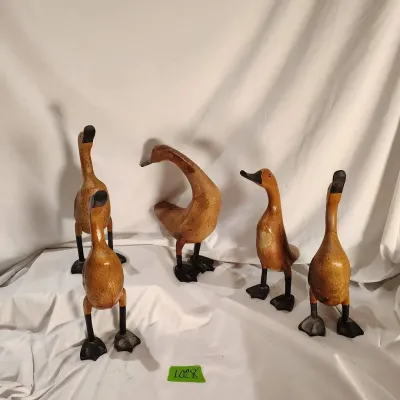 Five Hand Crafted Wood Ducks