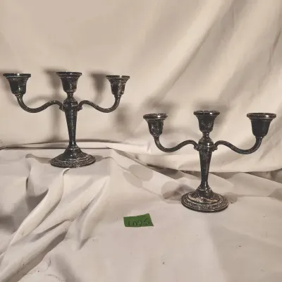 Pair Of Weighted Sterling Three Arm Candleabras