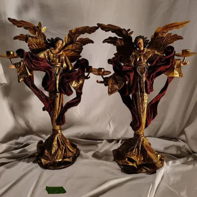 Pair Of Clothique Angel Candle Holders 
