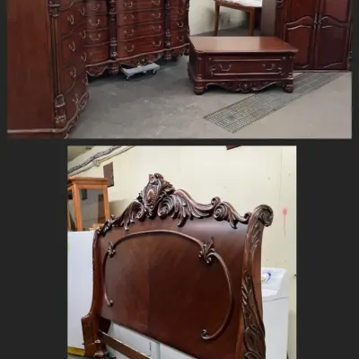 Bedroom Set with King Size Bed, Two-Piece Wardrobe, Chest of Drawers, and Dresser (See Comments)