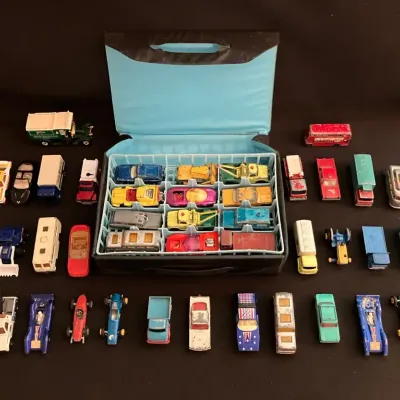 Collection of Lesney and Modern Matchbox Diecast Cars with Case 