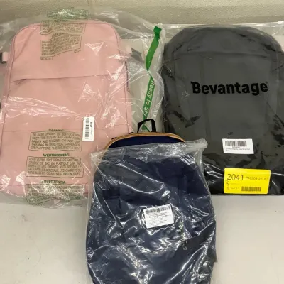 Bevantage Navy Blue Travel Laptop Backpack, Taygeer Pink Travel Backpack, and Navy Blue Daypack