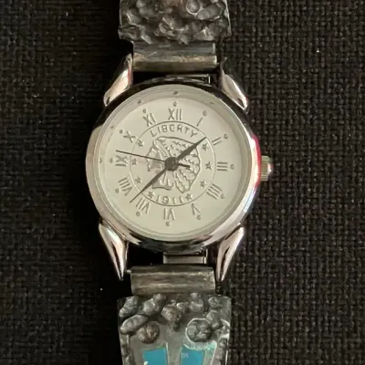 Vintage Southwestern Liberty 1911 Watch with Sterling Tips