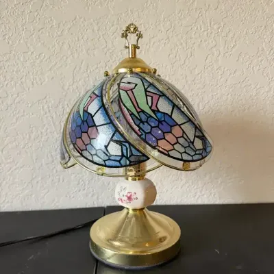 Touch Lamp Mermaid Shade Glass Panels 