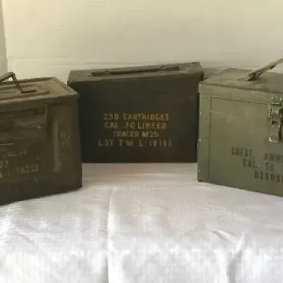 Vintage Metal Ammunition Boxes