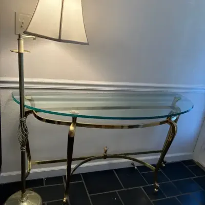 Brass Finished Console Table & Floor Lamp