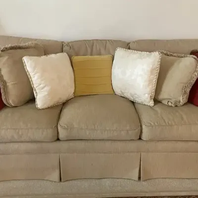 Thomasville Beige Colored Couch w/ Throw Pillows