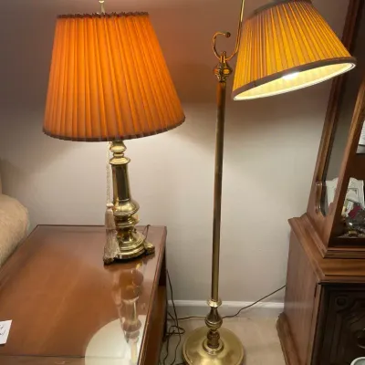 Vintage Solid Brass Table Lamp, Gold-Toned Floor Lamp