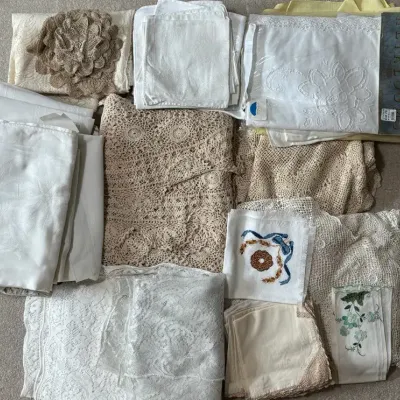 Vintage Crochet, Linen and Lace Table Cloths/ Napkins 
